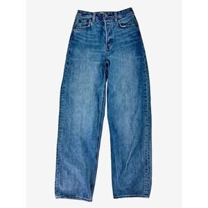 Denim Forum The Mia High Rise Curve Jeans Womens 25 Blue 31L Wide Leg Denim